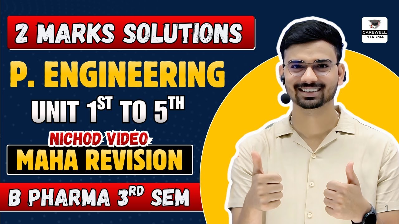 2 Marks - Solutions | Pharmaceutical Engineering 3rd Semester | Nichod Video | Carewell Pharma