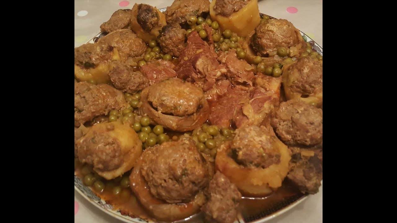 TAJINE PETITS POIS AUX ARTICHAUTS ET AUX POMMES DE TERRE FARCIES🇩🇿