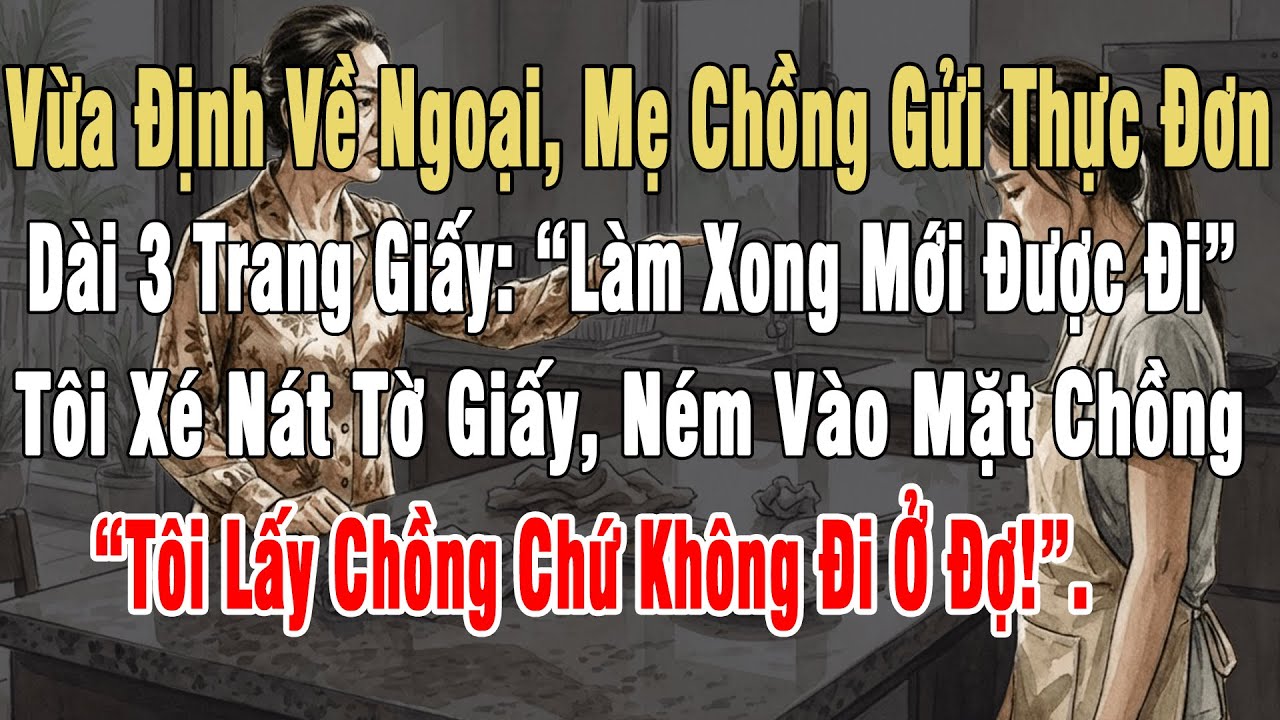 Vừa Định Về Ngoại, Mẹ Chồng Gửi Thực Đơn Dài 3 Trang Giấy: 