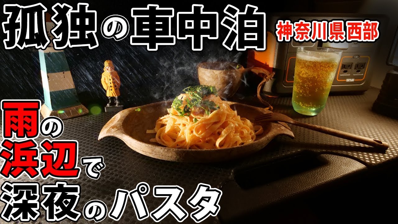 【孤独の車中泊】サラリーマン、深夜の雨の浜辺で車中泊。【ささやかな現実逃避】