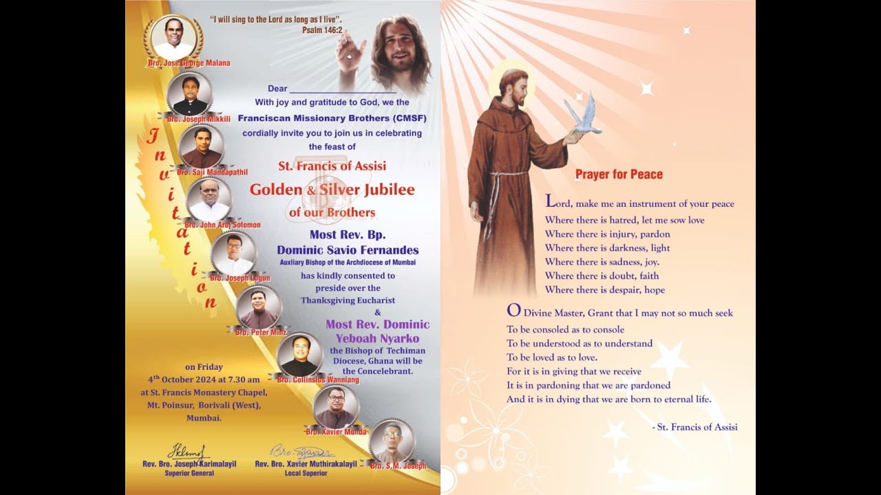 Golden and Silver Jubilee celebration on 4th Oct, 2024 at Francis Chapel, Mt. Poinsur, Mumbai.