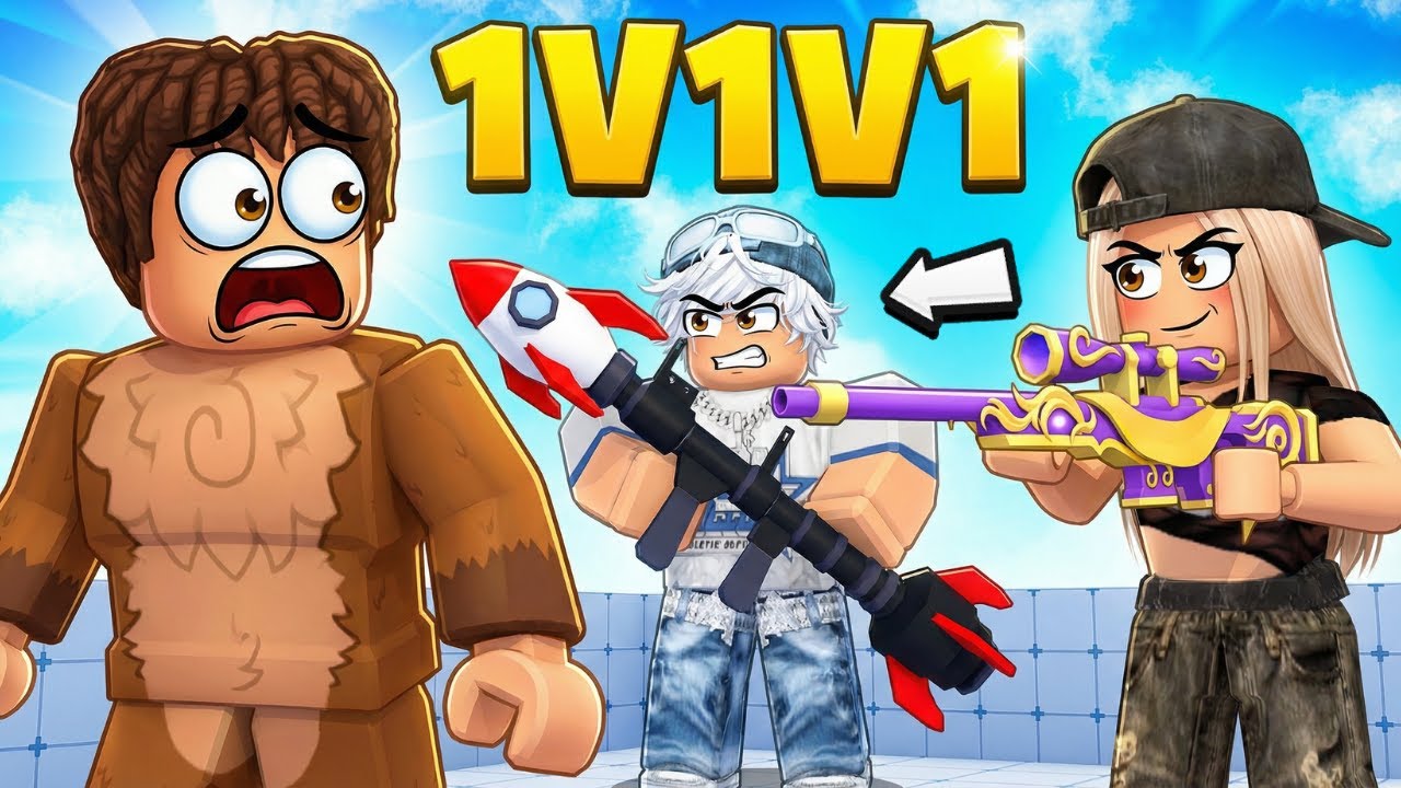YOUTUBER vs COPIL vs FATA in Roblox RIVALS 1V1V1!