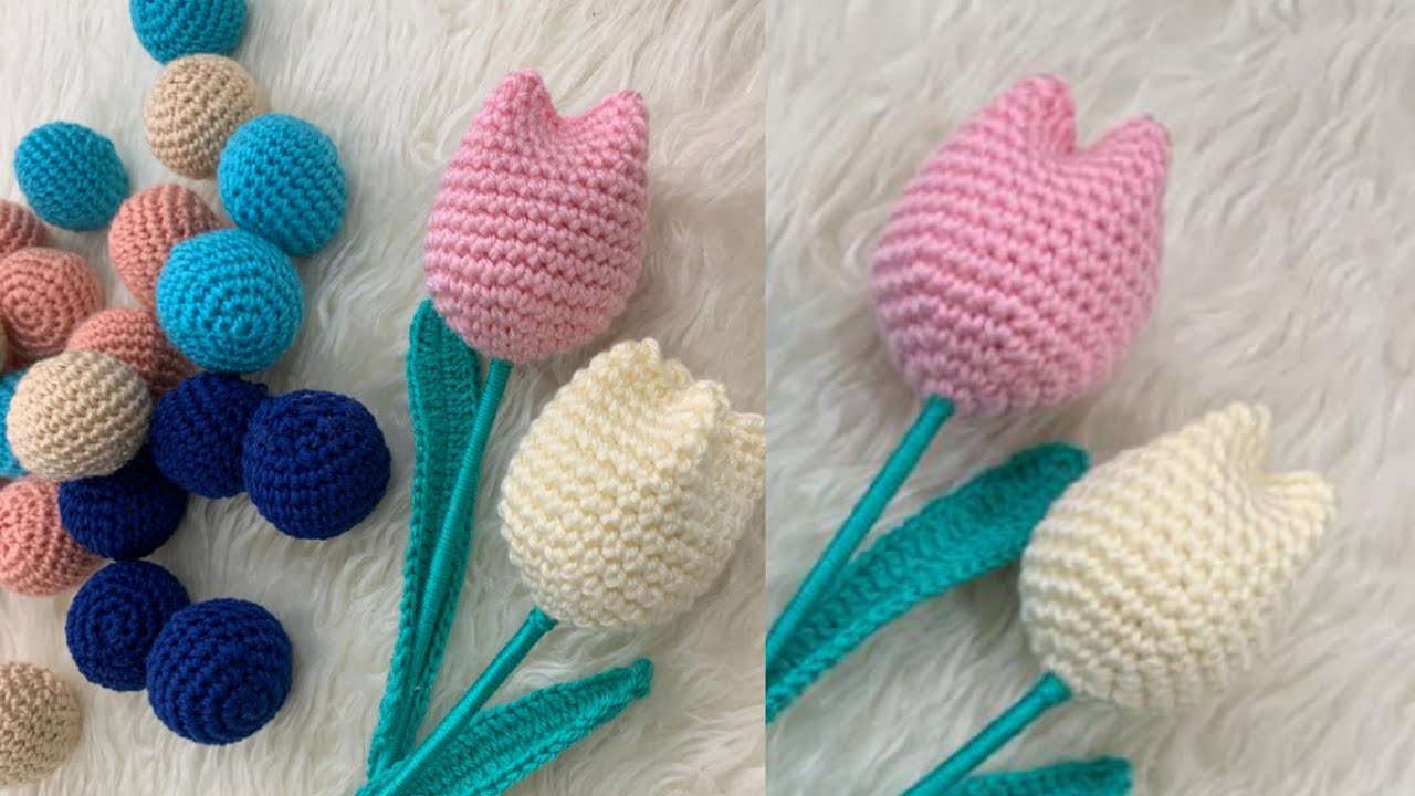 كروشيه زهرة التوليب 🌷 #crochet tulip tutorial