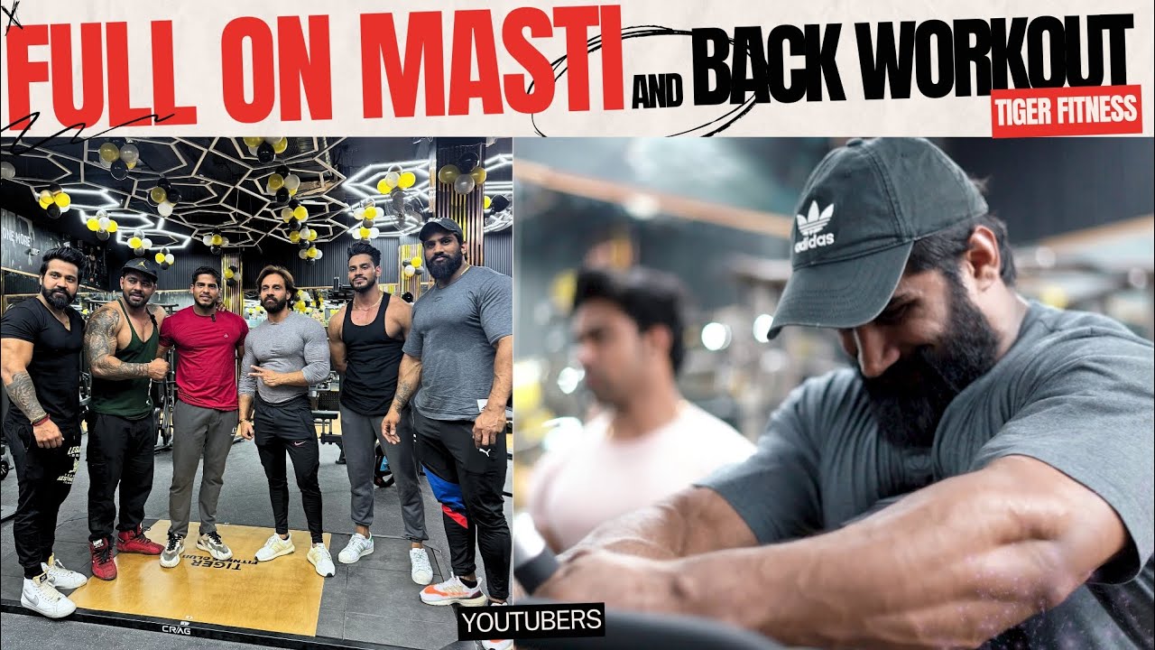 Khub Hui Masti Jab Mil Gaye 6 Youtubers🤣| Back Workout with Rajveer Bhai💪| Nitin Chandila