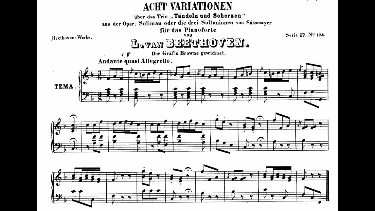 Ludwig van Beethoven - 8 Variations on 'T&auml;ndeln und Scherzen', WoO 76