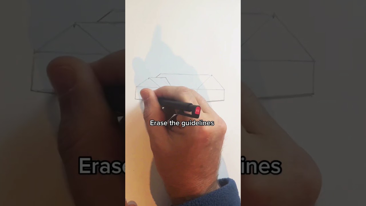 How to Draw a 3D House in 1 MINUTE 🏡 #shorts #drawingtutorial #easyart #howtodraw