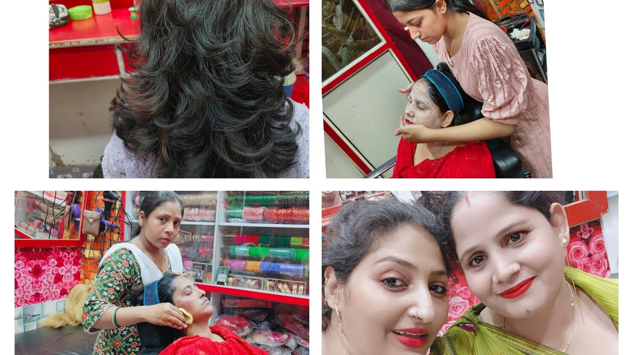 #vlog #stepcutting #facial #ek hi video me haircut fecial meri best costumer aayi fecial karwane😍😍😍