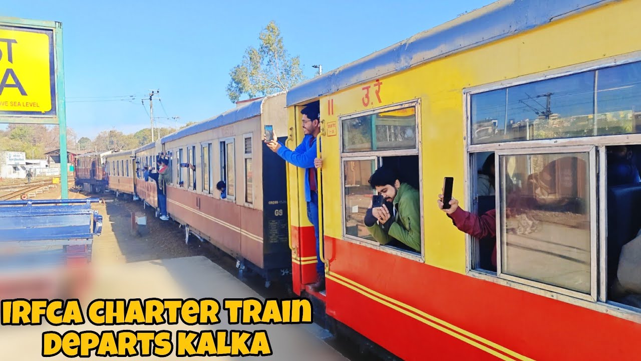 Pociąg czarterowy na konwencję IRFCA odjeżdża z Kalki | Pociąg zabawkowy Kalka Shimla | Koleje In...