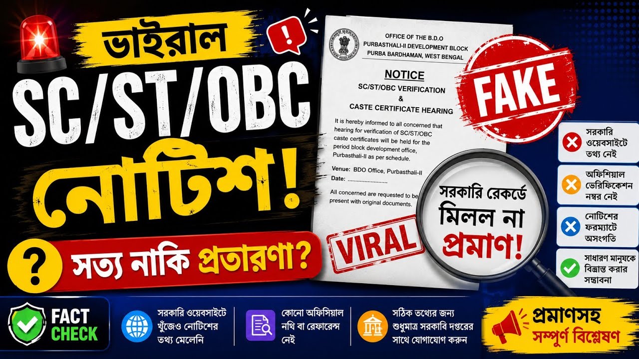 SC/ST/OBC Verification Notice FAKE? | পূর্ব বর্ধমানের ভাইরাল নোটিশের আসল সত্য | প্রমাণসহ বিশ্লেষণ