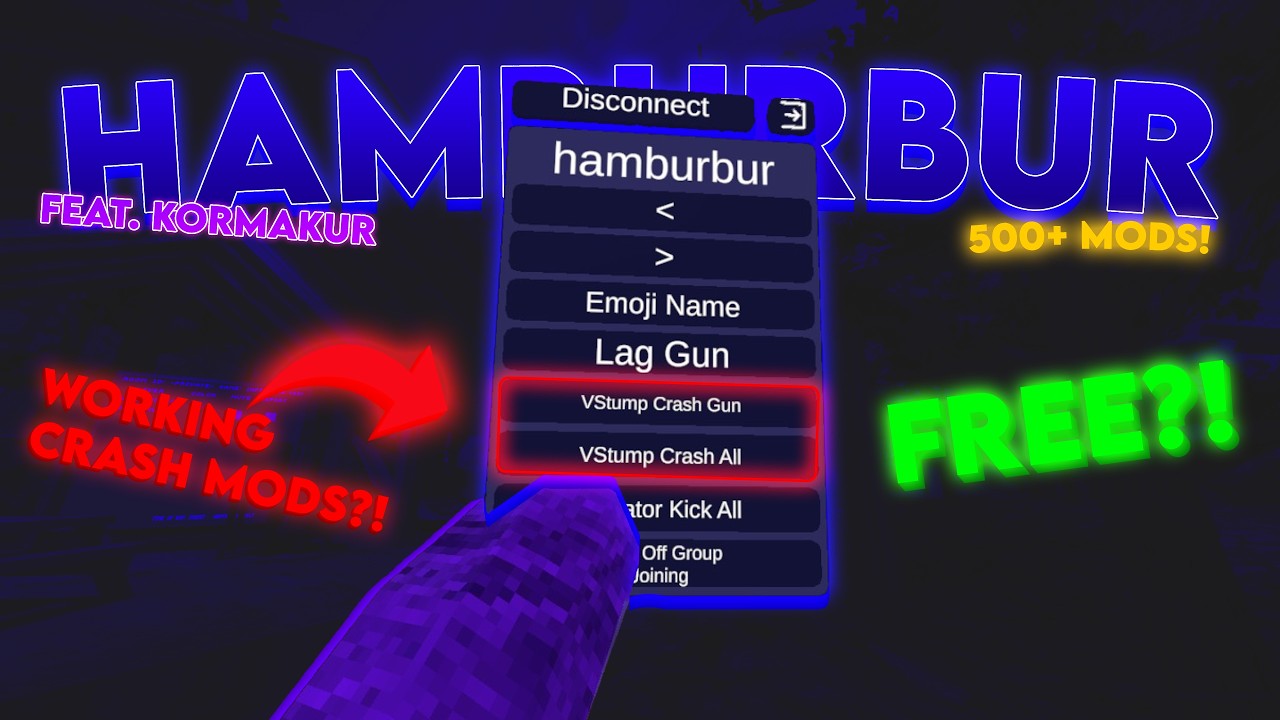 The BIGGEST FREE Gorilla Tag Mod Menu?! 🔥 | [HAMBURBUR] (500+ MODS, V.I.M SPOOF, CRASH MODS)