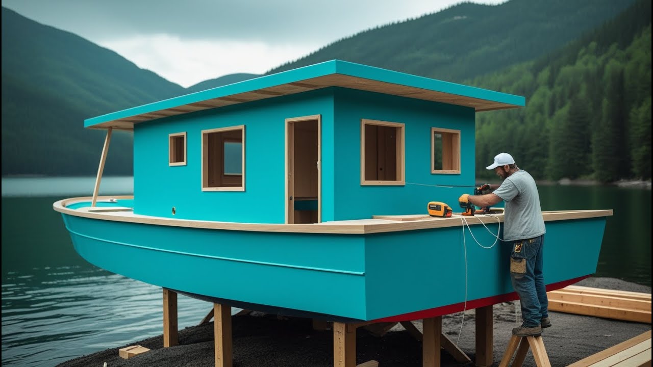 Man Builds DIY Houseboat for His Family | Full Construction by @LiveDontWatch ‬