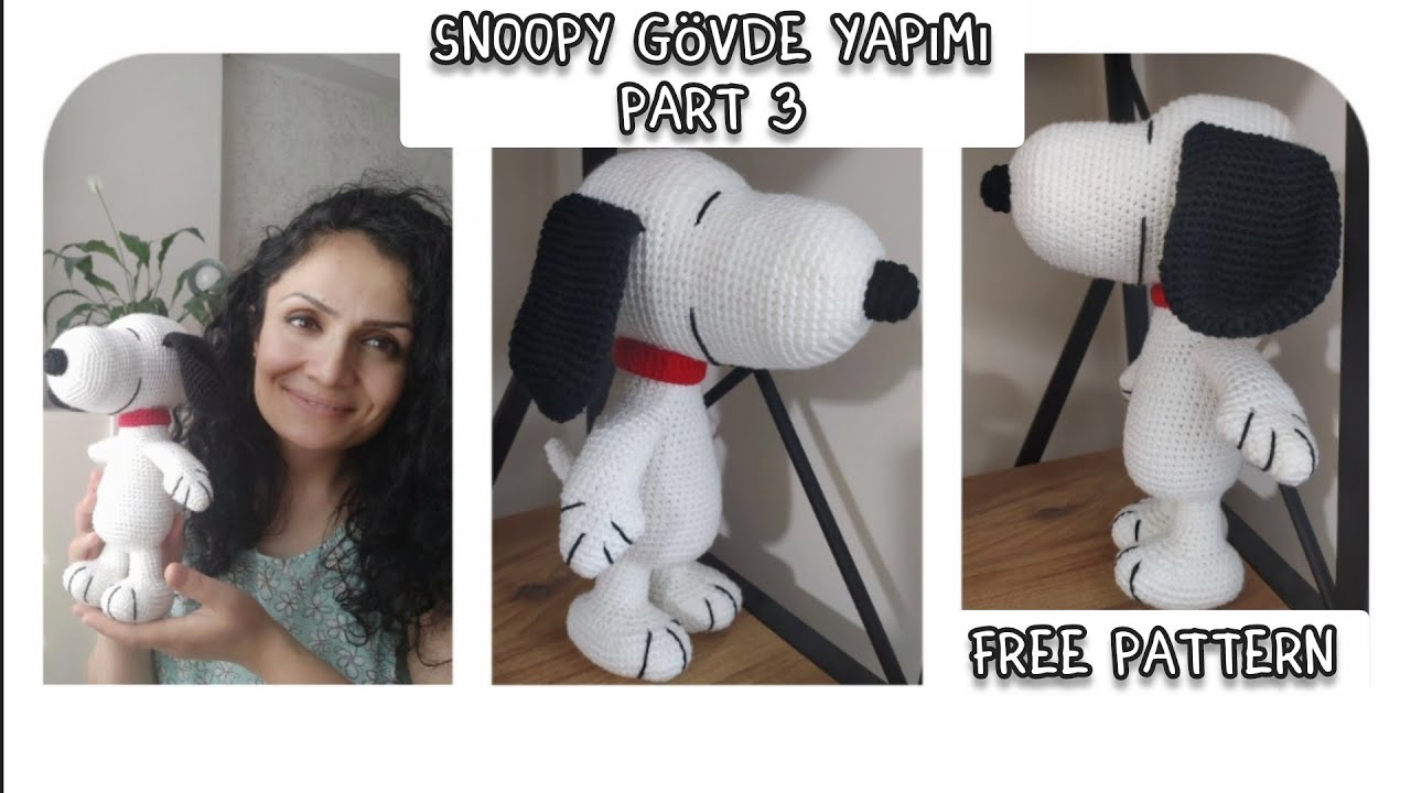 Amigurumi Snoopy Gövde Yapımı Part 3 #amigurumisnoopy #amigurumidog #diy #amigurumikopek