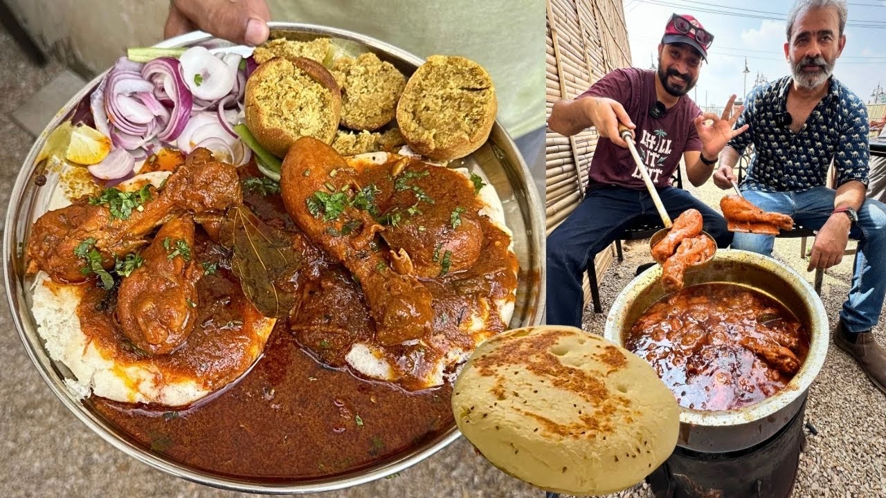 कुलचे के साथ खिलाते है मुर्ग़ लाल मास जयपुर के एक Maths Teacher | सिगड़ी पे बनी शानदार recipe jaipur