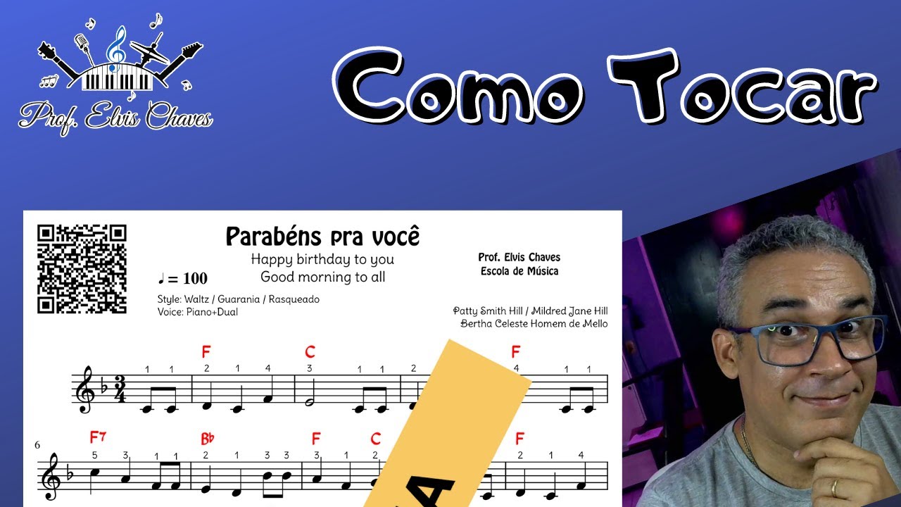 👨‍🏫 COMO TOCAR - Parabéns pra você - 206 - Tutorial Partitura e Teclado Fácil