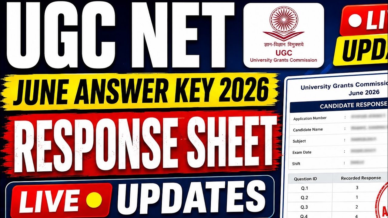 UGC NET June 2026 Answer Key Live Response Sheet/UGC NET Answer Key 2026/NTA UGC NET June Answer Key