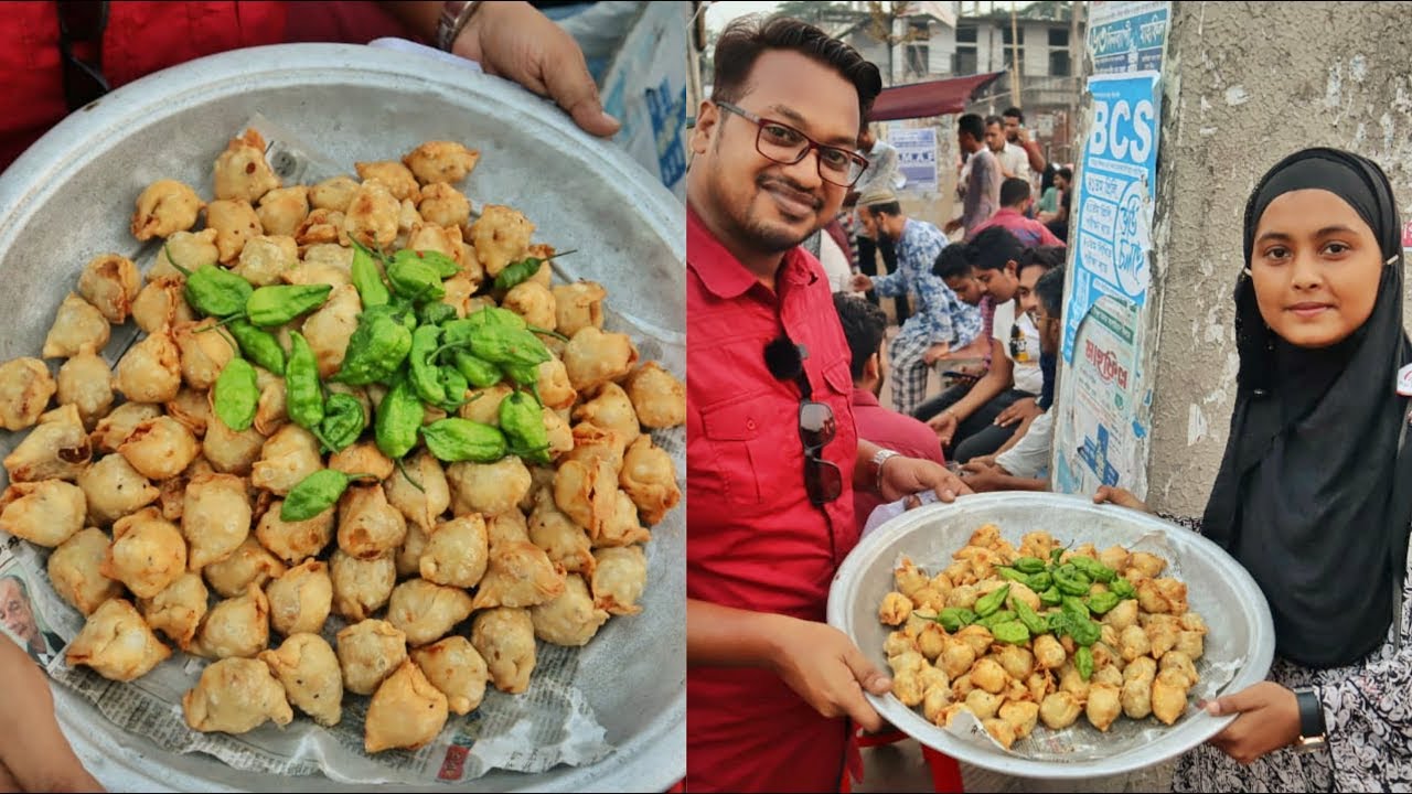 বোম্বাই মরিচের সিংগাড়া মাত্র ৩ টাকা - Barisal's Most Popular Street Food - Bangladeshi Food Reviewer