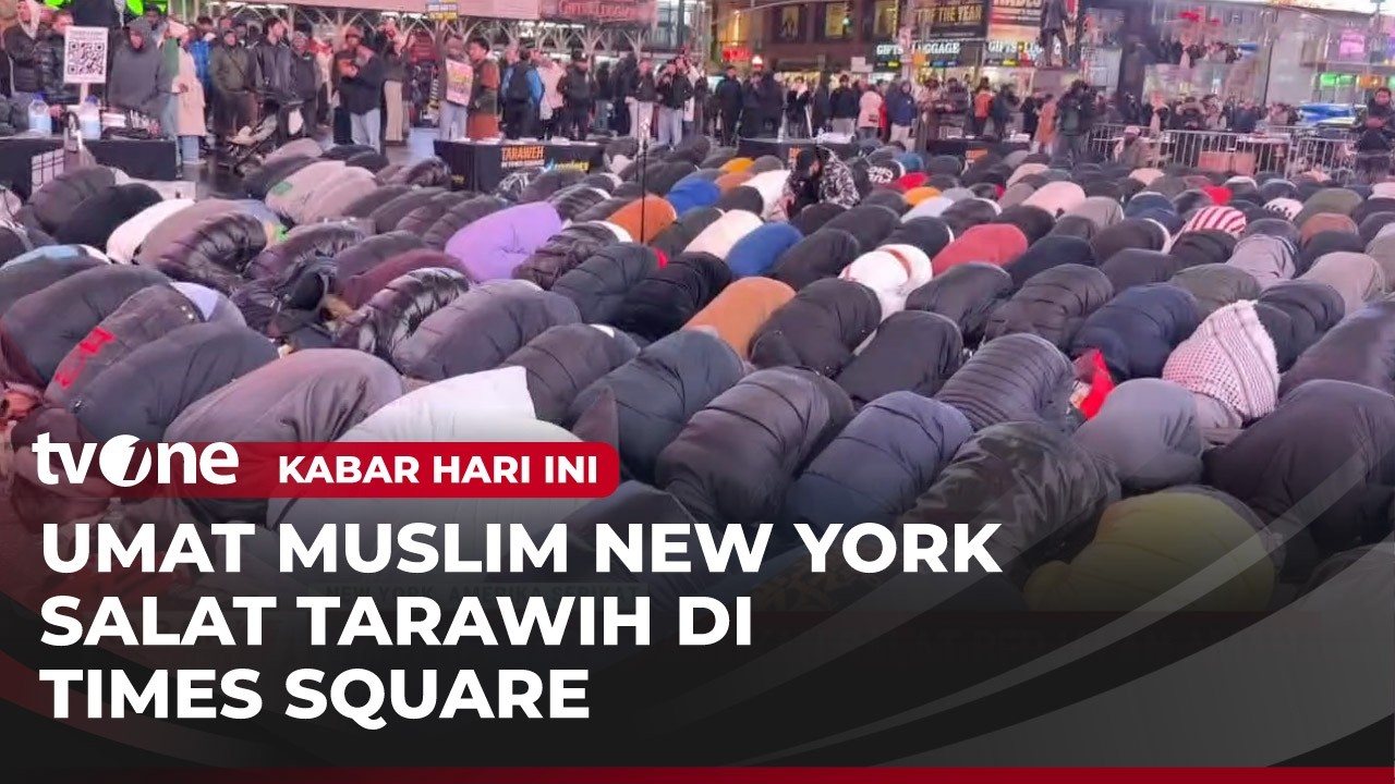 Ratusan Umat Muslim Melakukan Salat Tarawih di Times Square Manhattan | Kabar Hari Ini