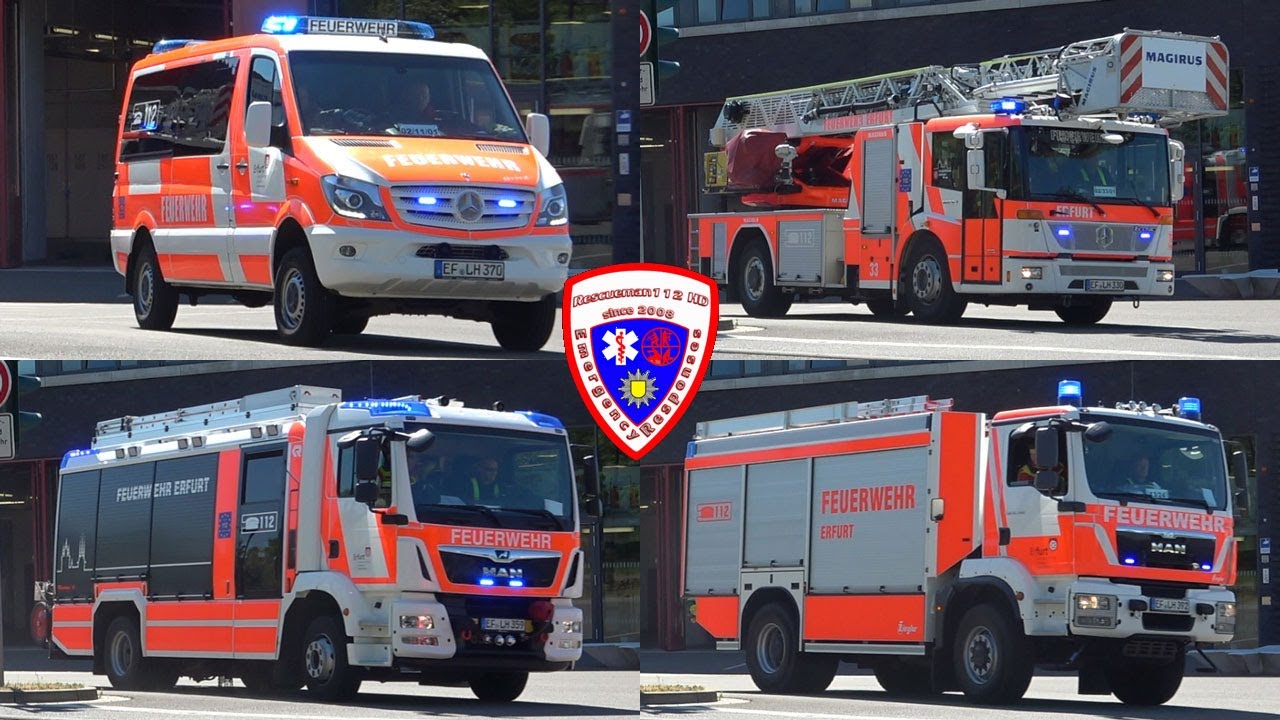 🚒 [Corona Löschzug] ELW + DLA(K) 23/12 + HLF 20 + TLF 4000 Berufsfeuerwehr Erfurt FW 2