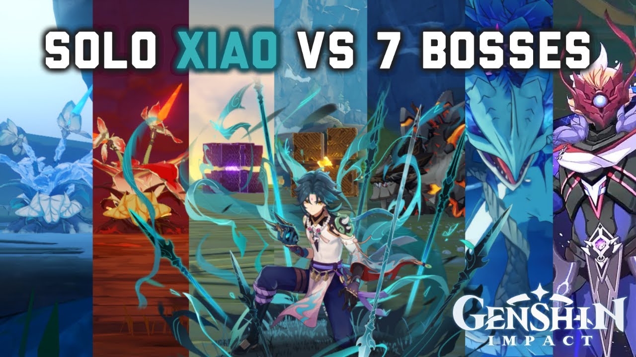 Solo Xiao vs 7 Bosses (WL 8) Without Food Buff | Genshin Impact