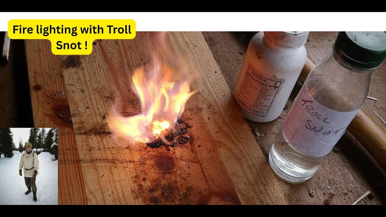 Troll Snot -   Fire Starting with Potassium Permanganate  - Chemical reaction  #bushcraft #fire