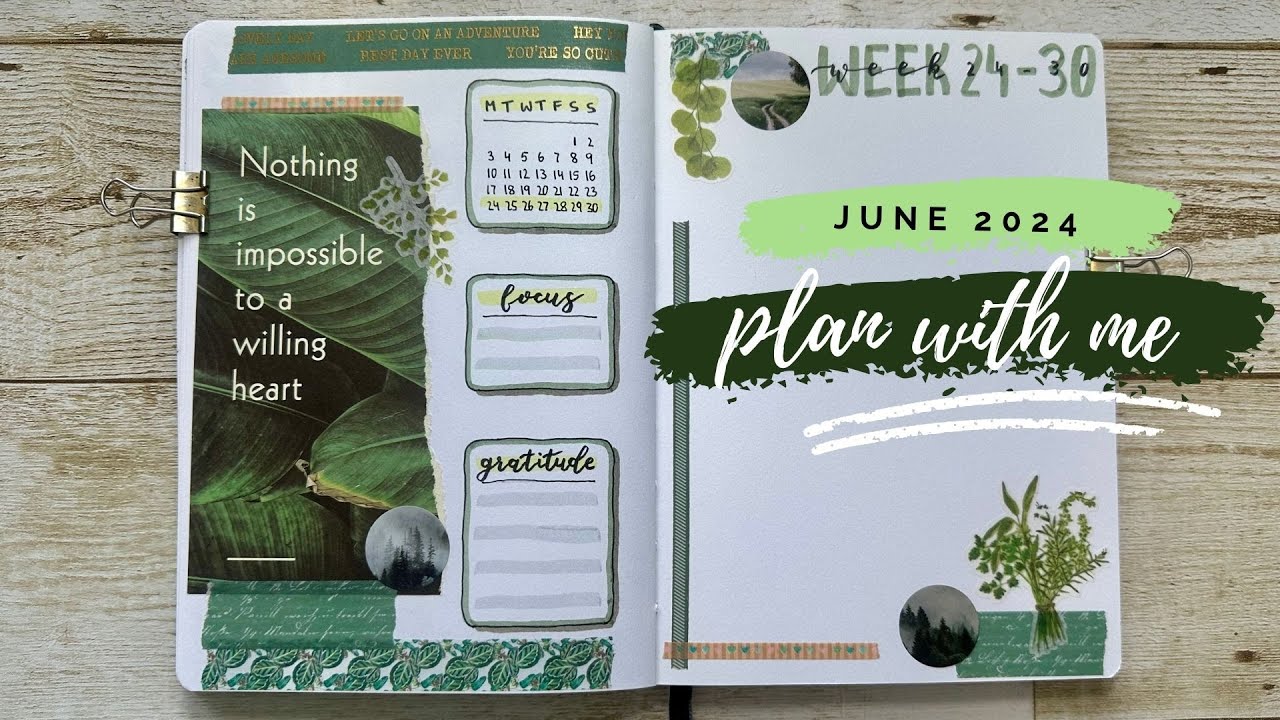 PLAN WITH ME // June 2024 Bullet Journal Setup - forest theme 🌳🌿 - Part 3