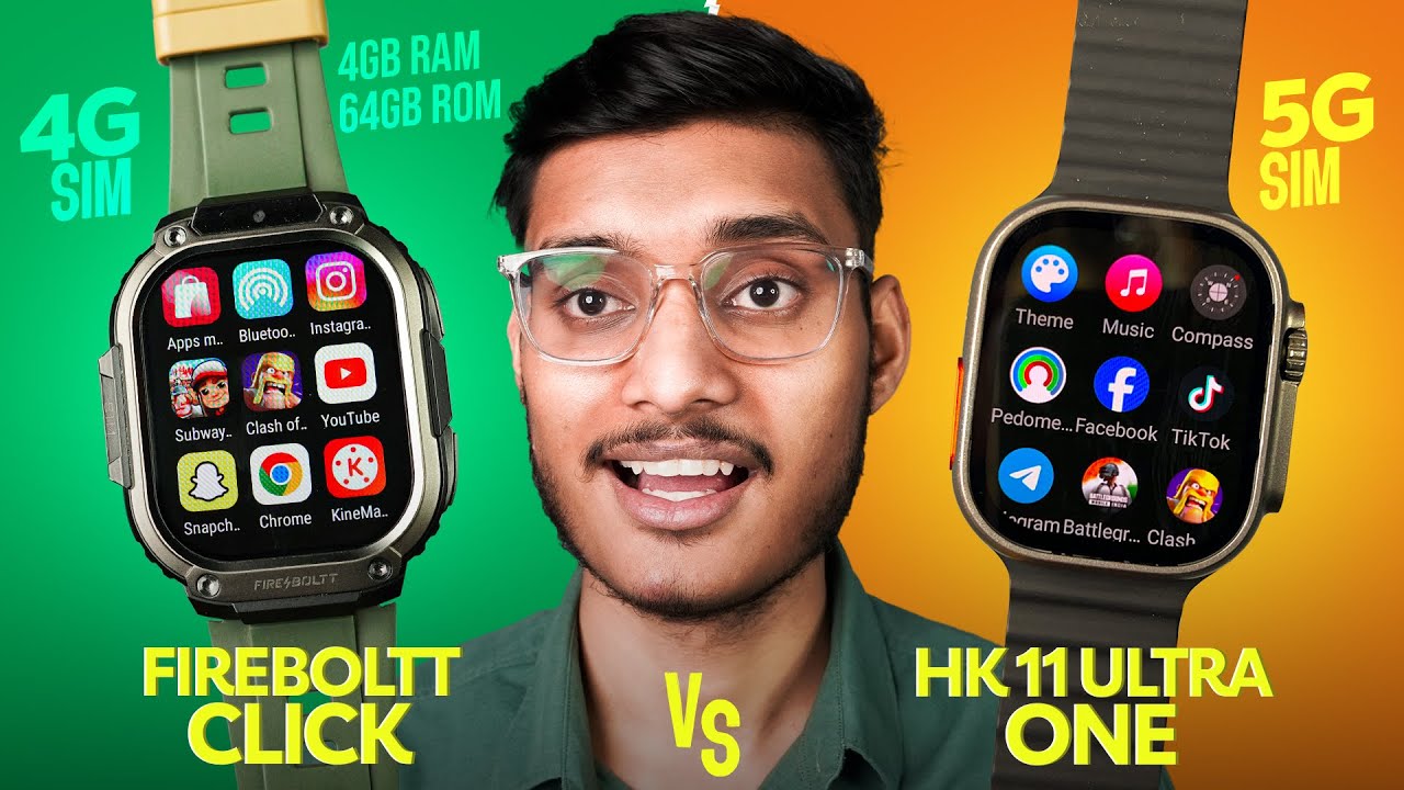 Hk11 Ultra One 5G Vs Fire Boltt Clickk 4G😈 4GB Ram+64GB Storage - Best Android Smartwatch 2025!