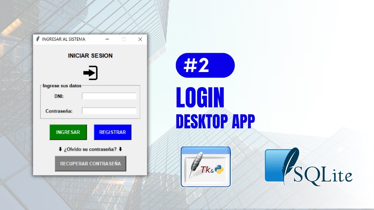 LOGIN (INICIO DE SESION) CON PYTHON Y TKINTER UTILIZANDO SQLITE I CODIGO COMPLETO I DESKTOP APP #2