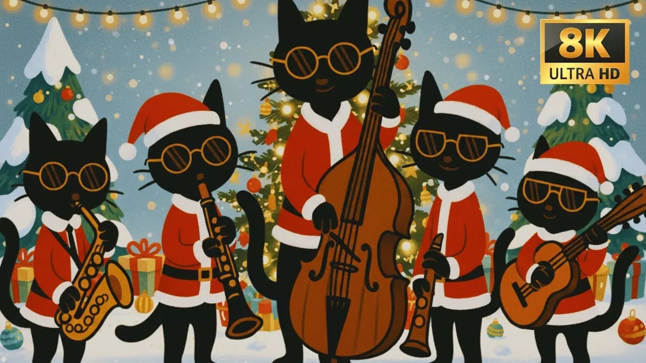 Black Cats Jazz Night: Retro Grooves & Deep Bass - Mysterious Instrumental Journey