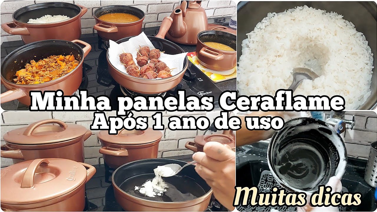 PANELAS 100% CERÂMICO APÓS 1 ANO DE USO | DICAS E CUIDANDOS | ALMOÇO DELICIA / RESENHA