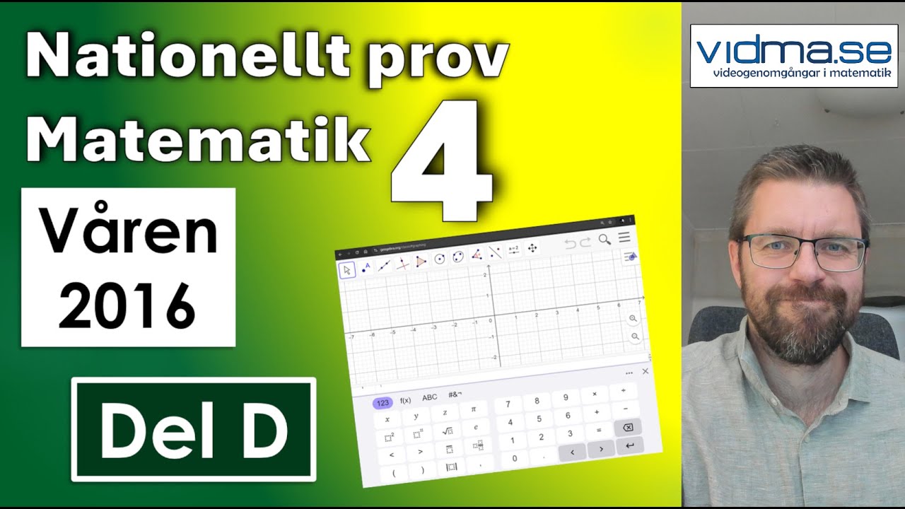 Matematik 4. Nationellt prov VT 2016. Del D (med GeoGebra och grafräknare)