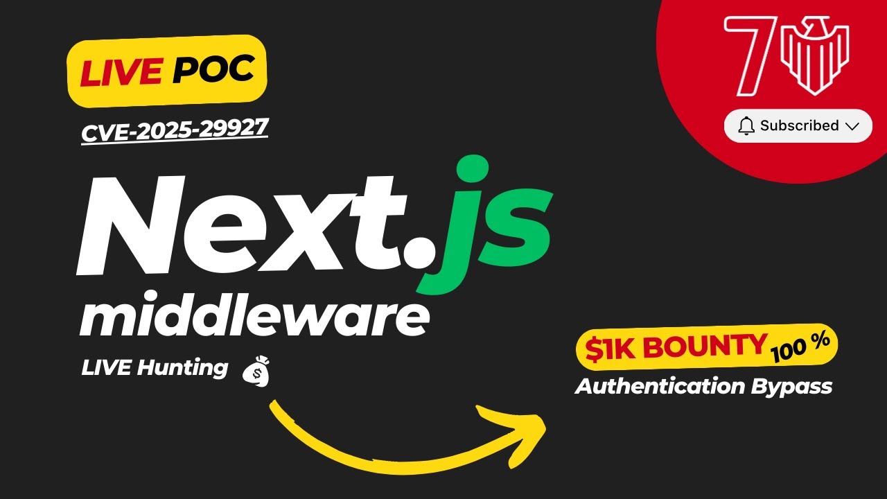 CVE-2025-29927: Next.js Middleware Bypass Poc | Live Authentication bypass | $1k bounty Live Target