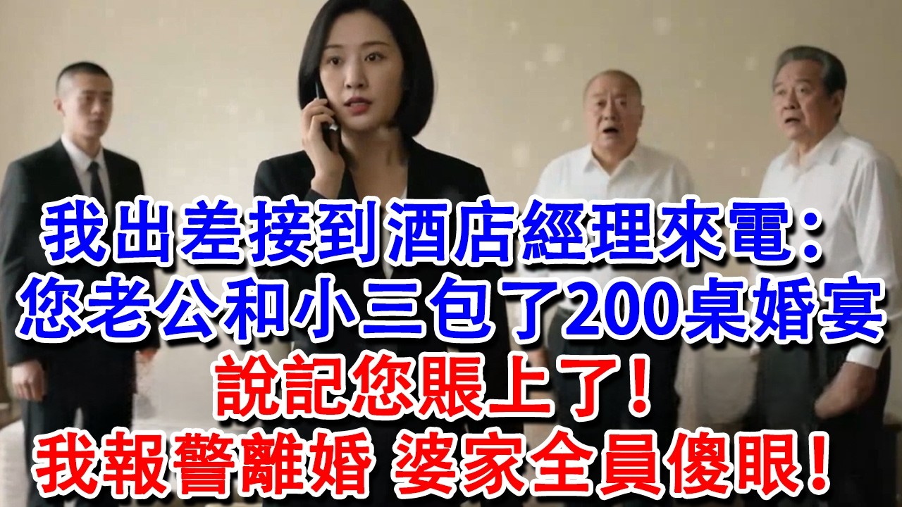 【完結爽文】我出差第二天，接到酒店經理來電：您老公和小三包了200桌婚宴，說記您賬上了！我報警離婚，婆家全員傻眼！#婆媳 #家庭 #情感故事 #為人處世 #婚姻 #故事 #情感 #出軌 #生活