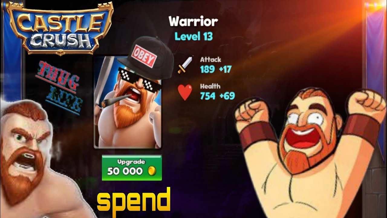 Castle Crush Common Card Warrior Upgrade | Level 12 forged to Level 13 Upgrade Reaper Deck Strategy!