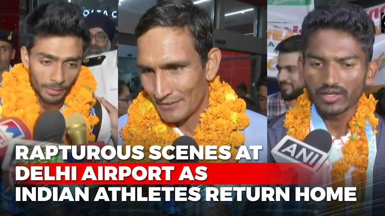 Rapturous Scenes at Delhi Airport As Indian Athletes Return Home