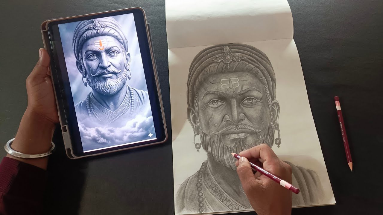 ✍️Drawing Chhatrapati Shivaji Maharaj🚩(shading) #shivajimaharaj 
