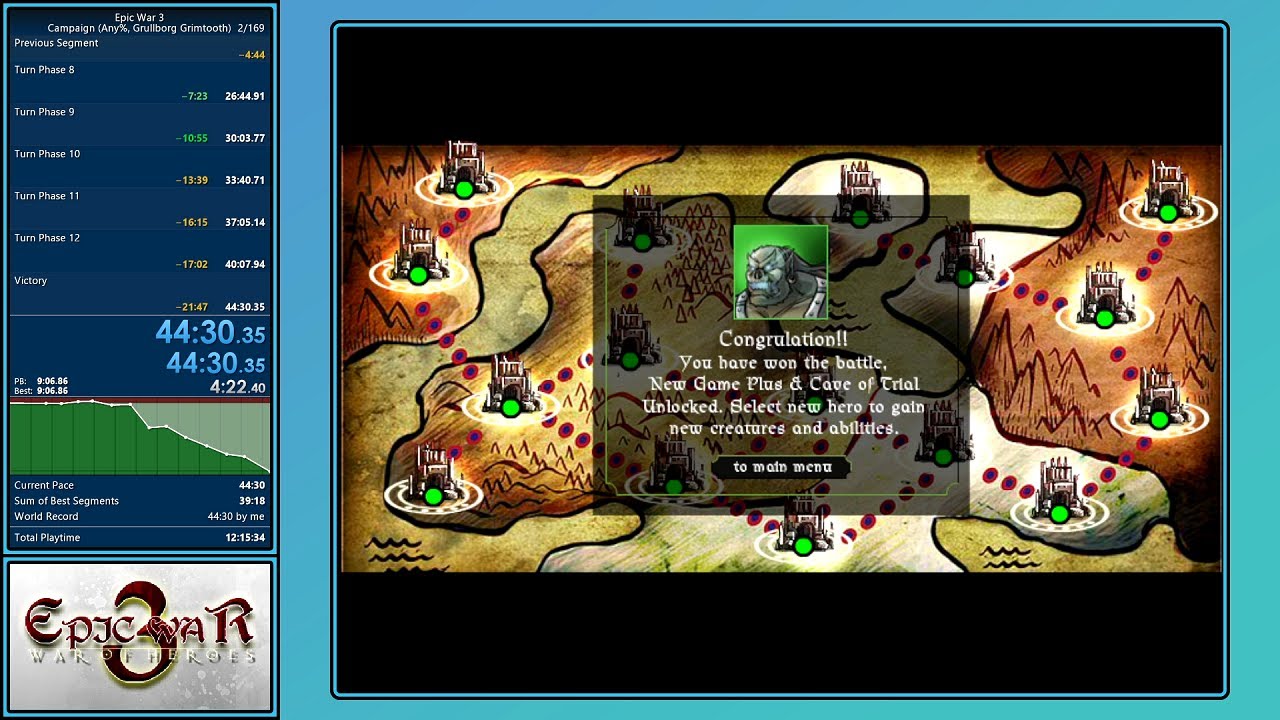 [Speedrun] (World Record) Epic War 3 ► Campaign (Any%, Grullborg Grimtooth) ★ Speedrun in 0h44m30s