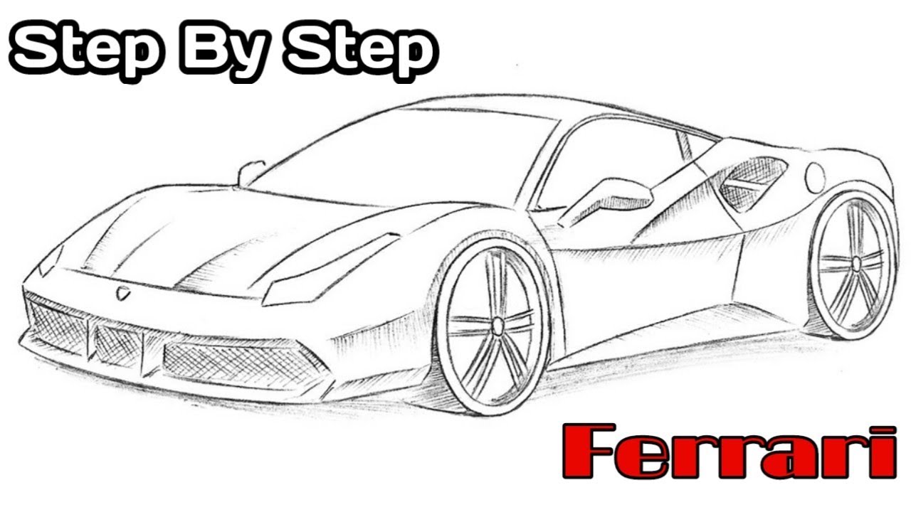 Как нарисовать автомобиль Ferrari — шаг за шагом || Очень легко || Арнав Чаудхари