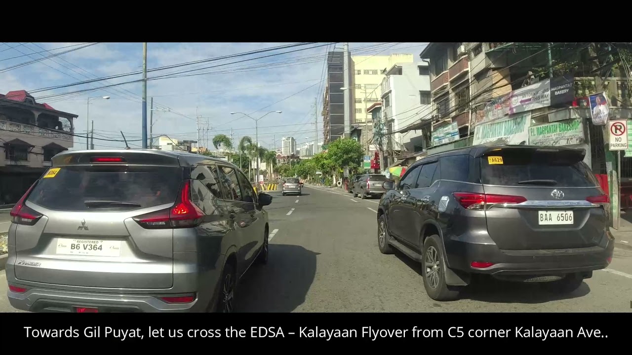 City Driving at Metro Manila: C5 corner Kalayaan Ave going to Gil Puyat via EDSA-KALAYAAN FLYOVER
