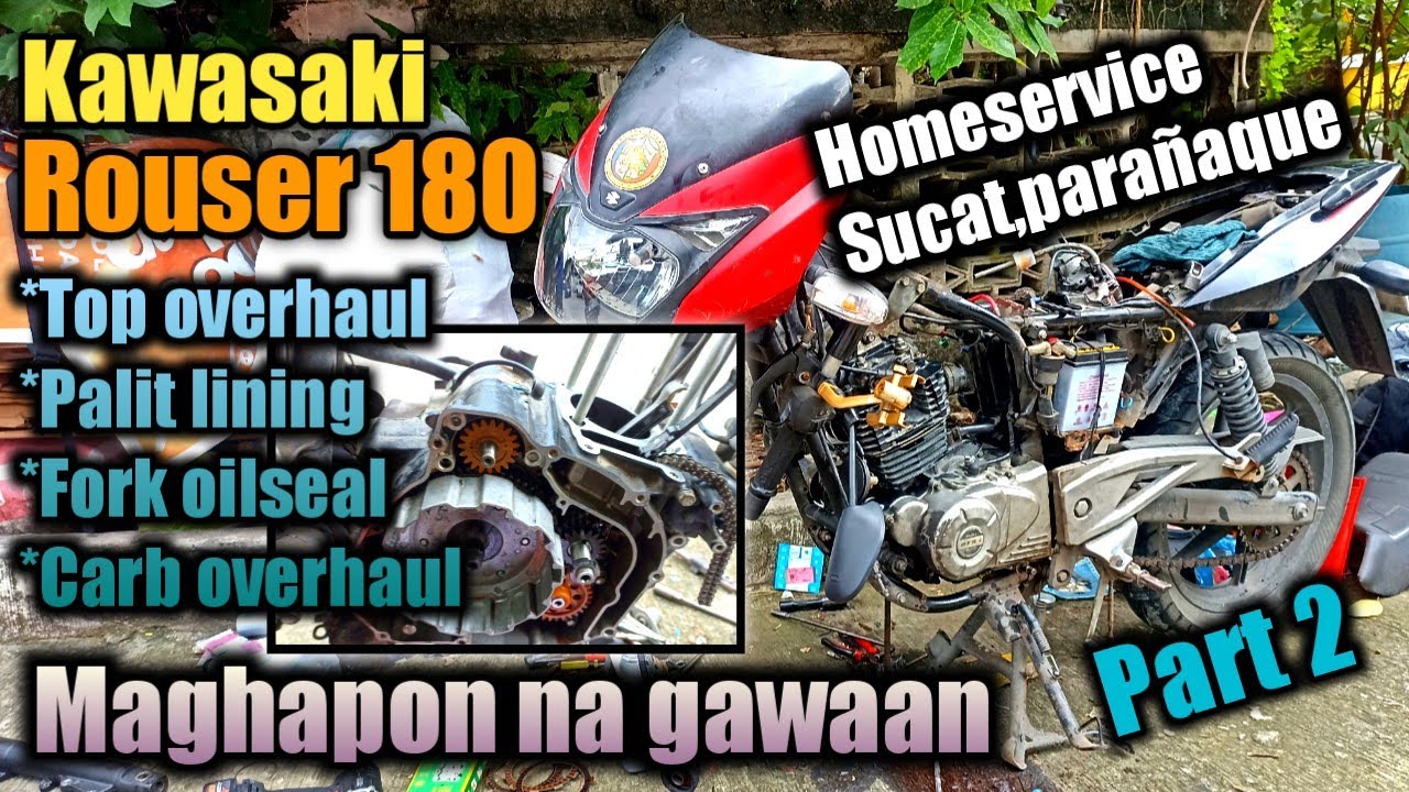 Kawasaki rouser 180 ,Top overhaul,palit fork oilseal,Palit lining,at piston rings/ Homesevice,part 2