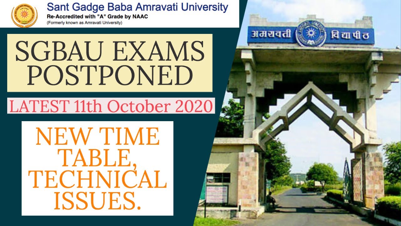 SGBAU UNIVERSITY AMRAVATI EXAMS POSTPONED - 12th october 2020