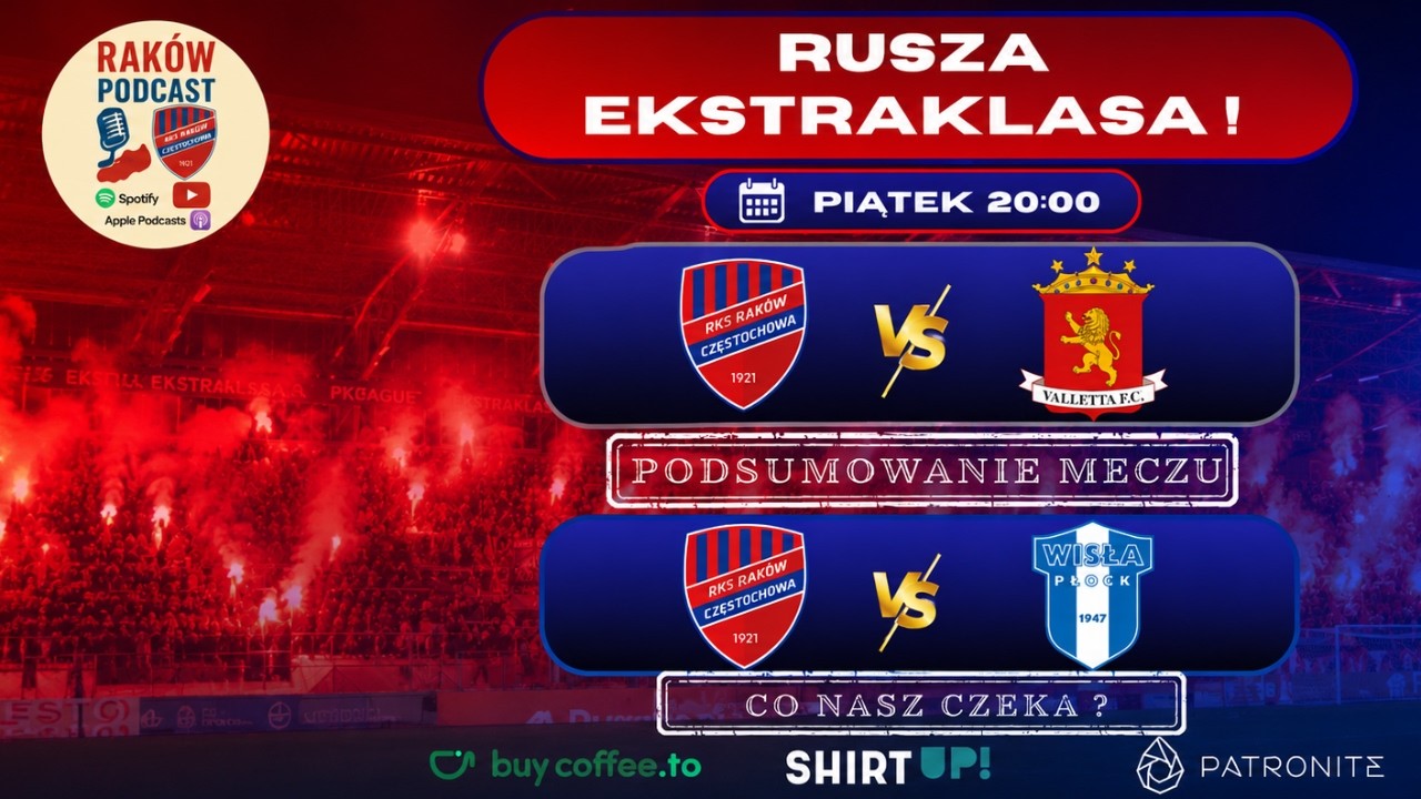RAK&Oacute;W PODCAST : pierwszy mecz  Valletta FC za nami. Wisła Płock przed nami. Gość Michał Sporczyk. 