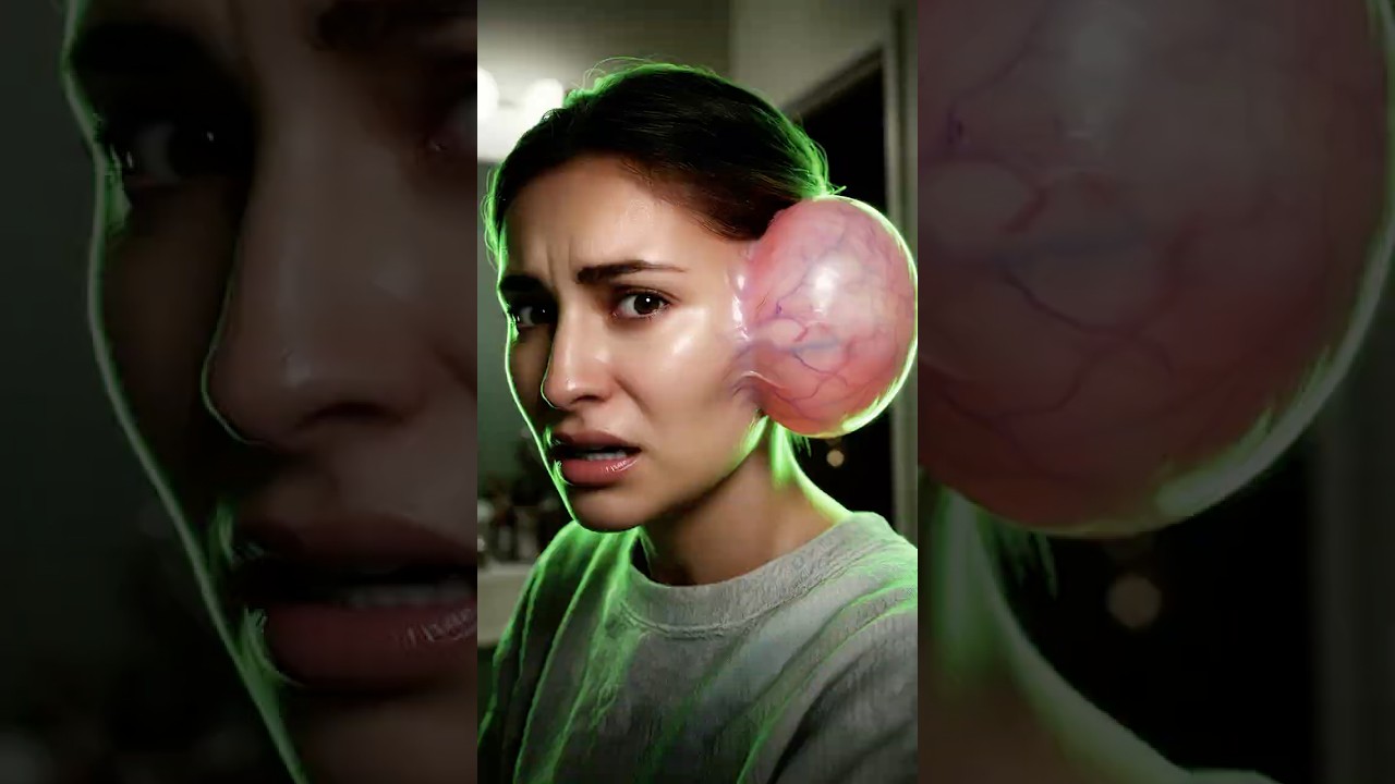 This Sponge Turned Her Ear Into a Water Balloon 🎈 #shorts #bodyhorror #reaction
