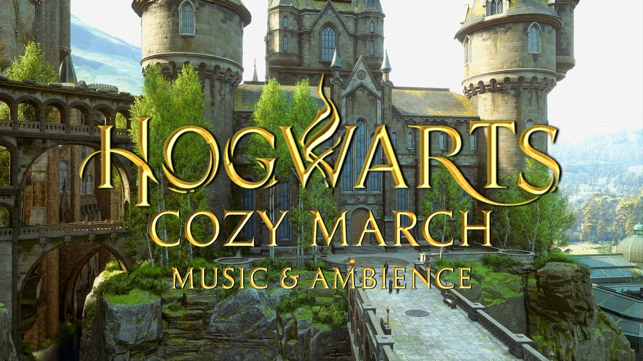 Cozy March at Hogwarts Courtyard - Harry Potter Music & Cozy Spring Atmosphere