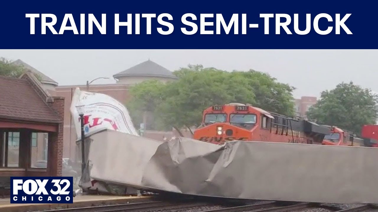 Freight train hits semi truck in La Grange, shutting down Metra service
