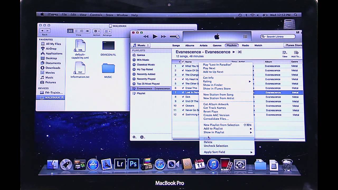 Как перенести музыку из iTunes на Sony WALKMAN® с помощью компьютера Mac