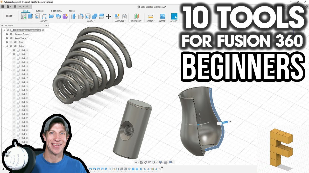 Getting Started with Fusion 360 Part 3 - Modeling with SOLID TOOLS!