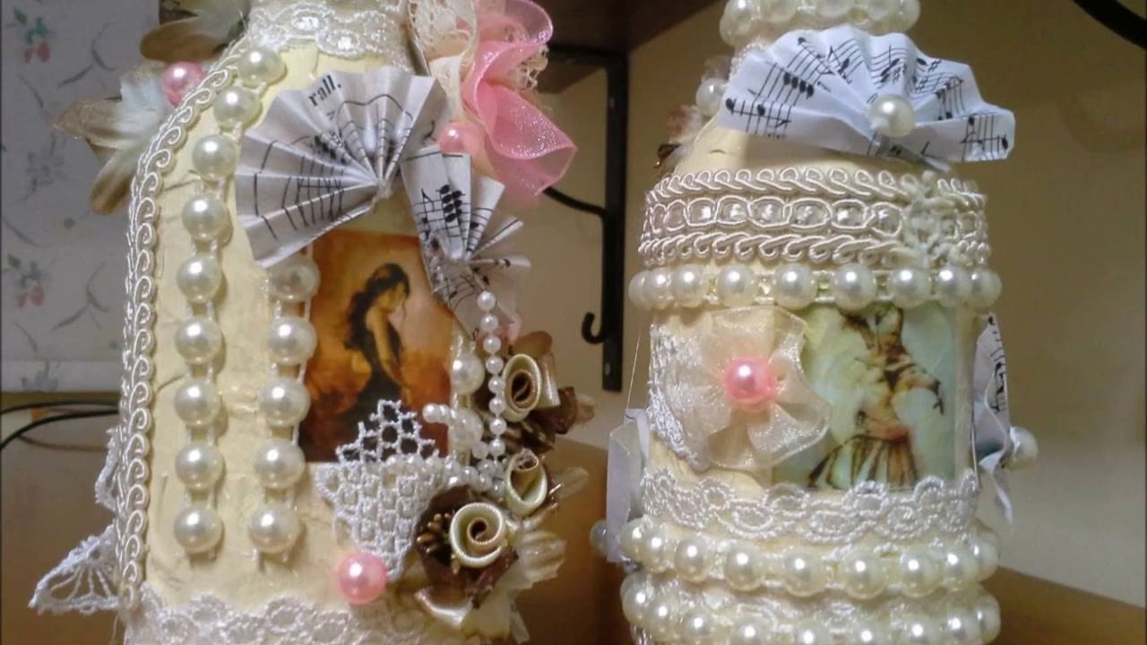 Mais de 100 ideias  de decoração Shabby Chic -  Vintage em Embalagens de Vidro