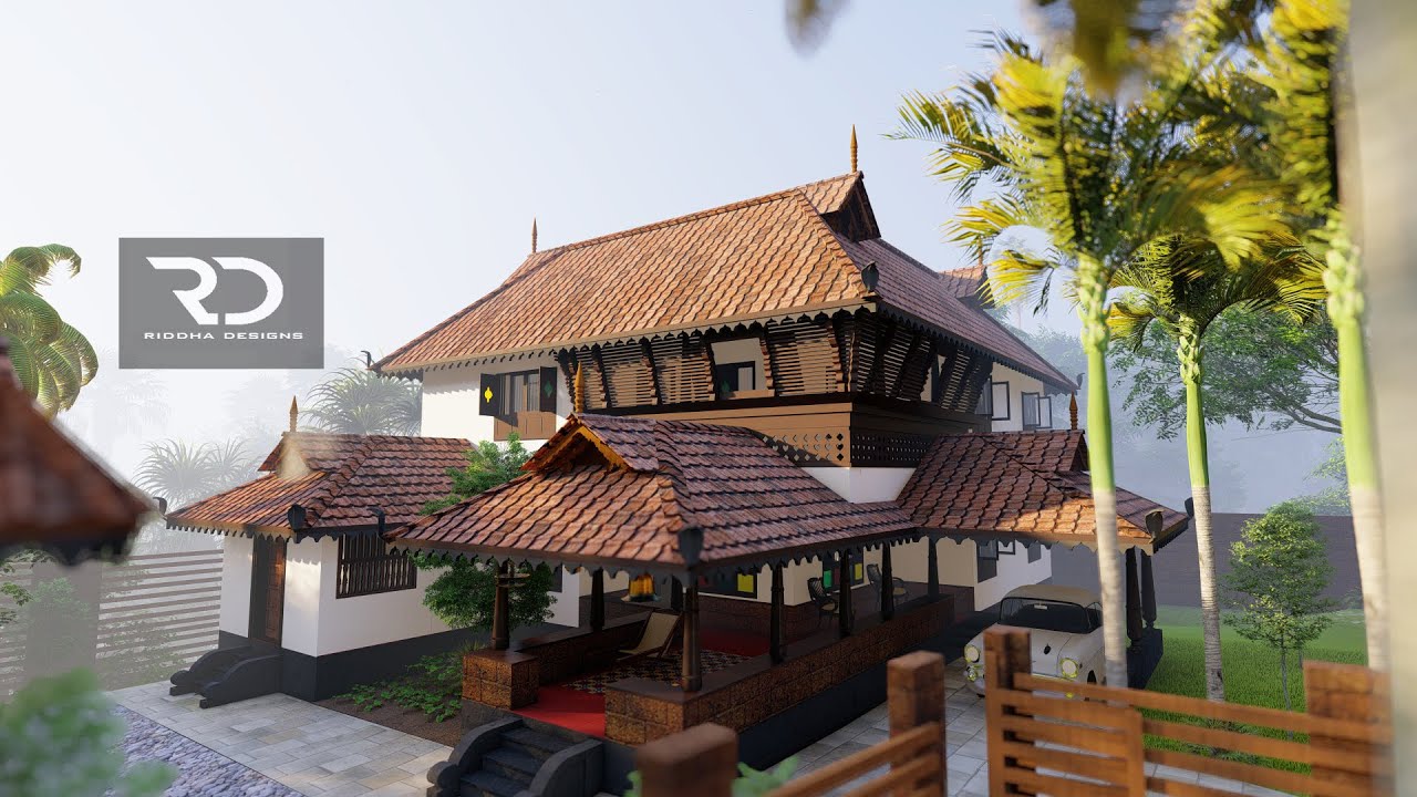 പഴമയുടെ പ്രൗഢിയിൽ ഒരു പുത്തൻ നാലുകെട്ട് | Kerala Home Tour | Lumion 3d animation | Riddha Designs
