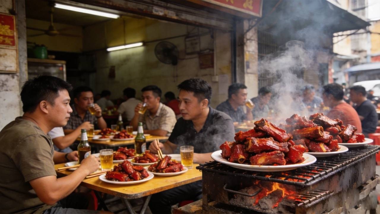 广东顺德喝早酒，12元排骨饭配生肥肉泡的白酒，老式鱼生滚粥，4点开喝算宵夜或早酒【舟小九】