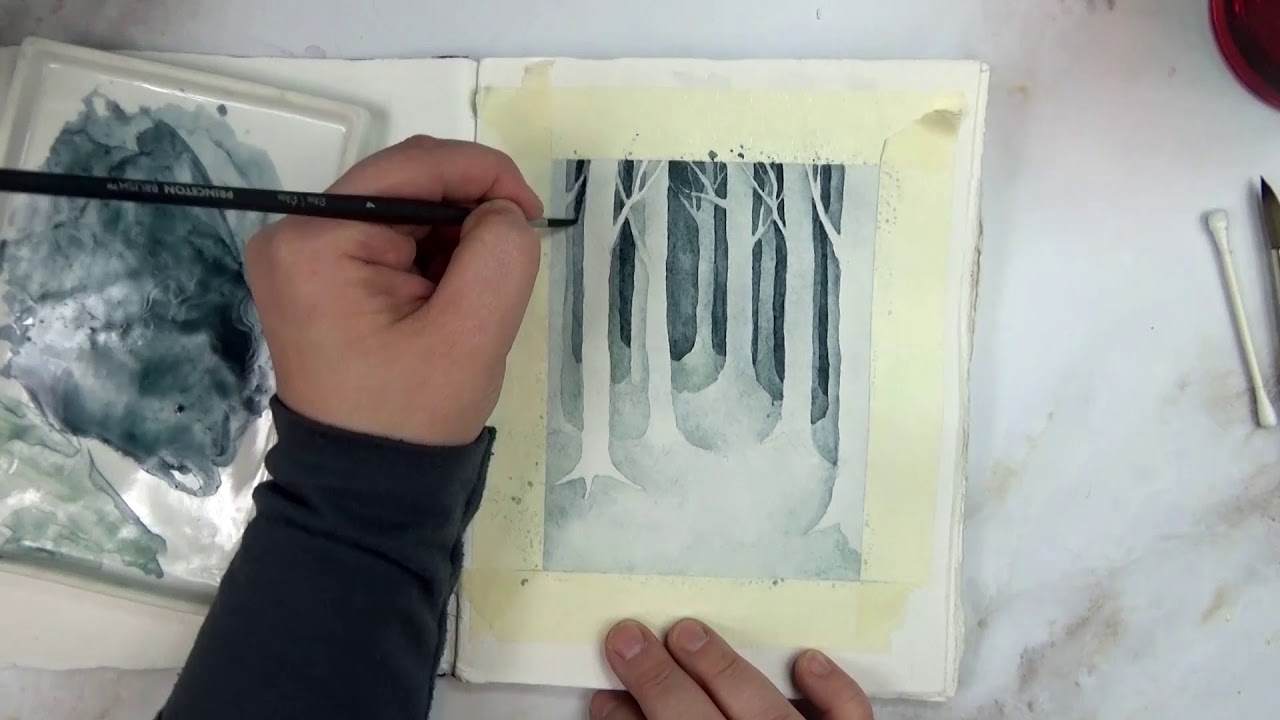 Negative Painting Watercolor Forest tutorial by Ariane Hope